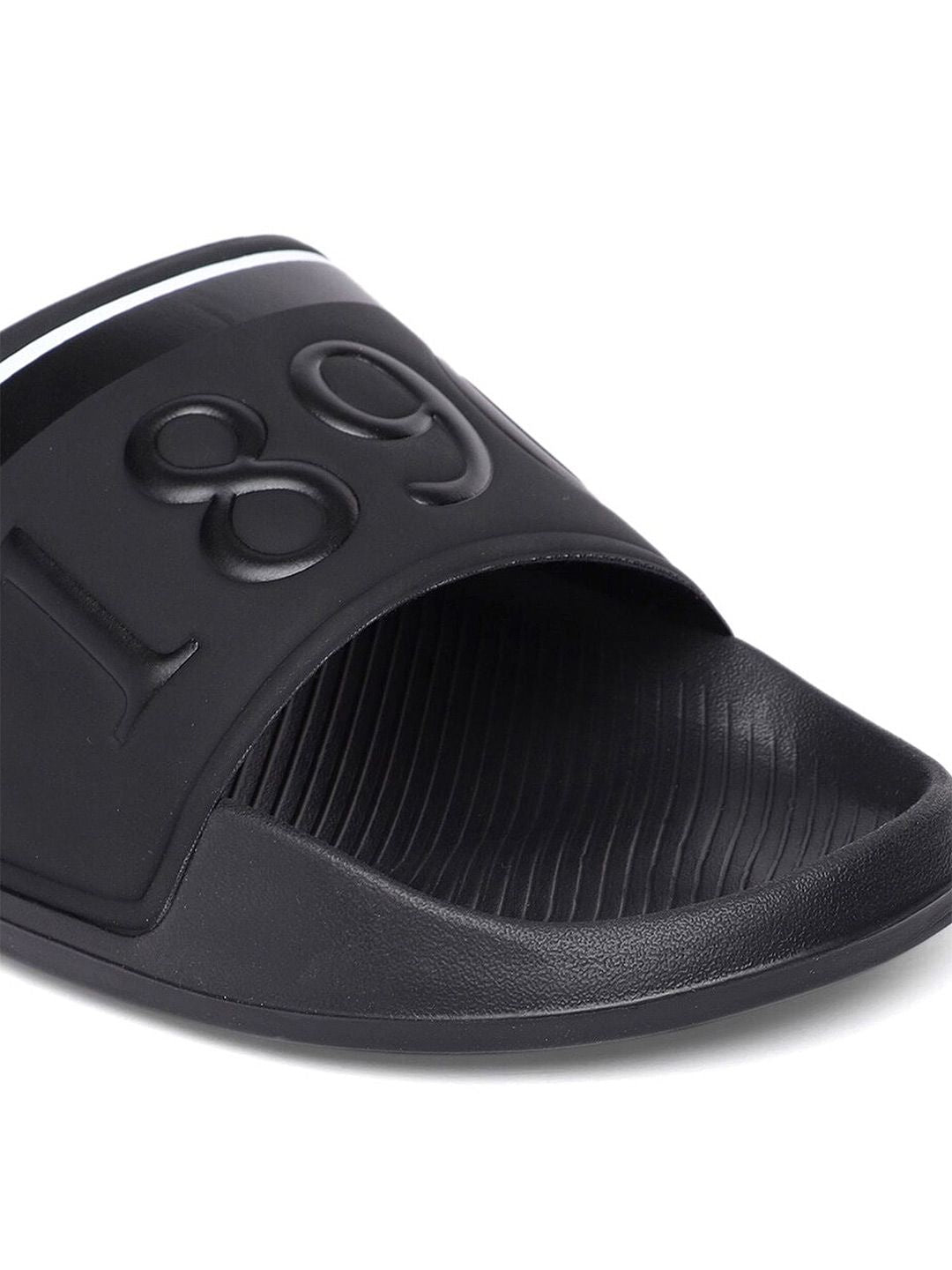 U.S. Polo Assn. Men Black Self Design Sliders