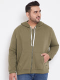  Instafab Plus Men Olive Green Solid Hooded Sweatshirt