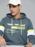  Slazenger Men Grey Printed Hooded Sweatshirt