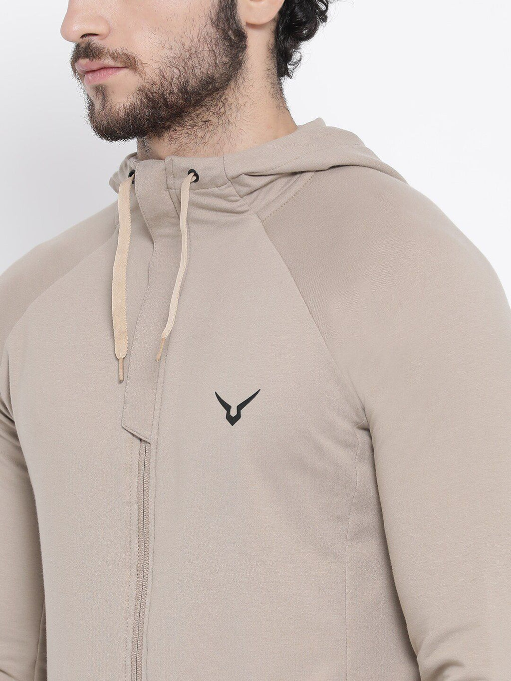  Invincible Men Beige Solid Slim-Fit Tracksuit