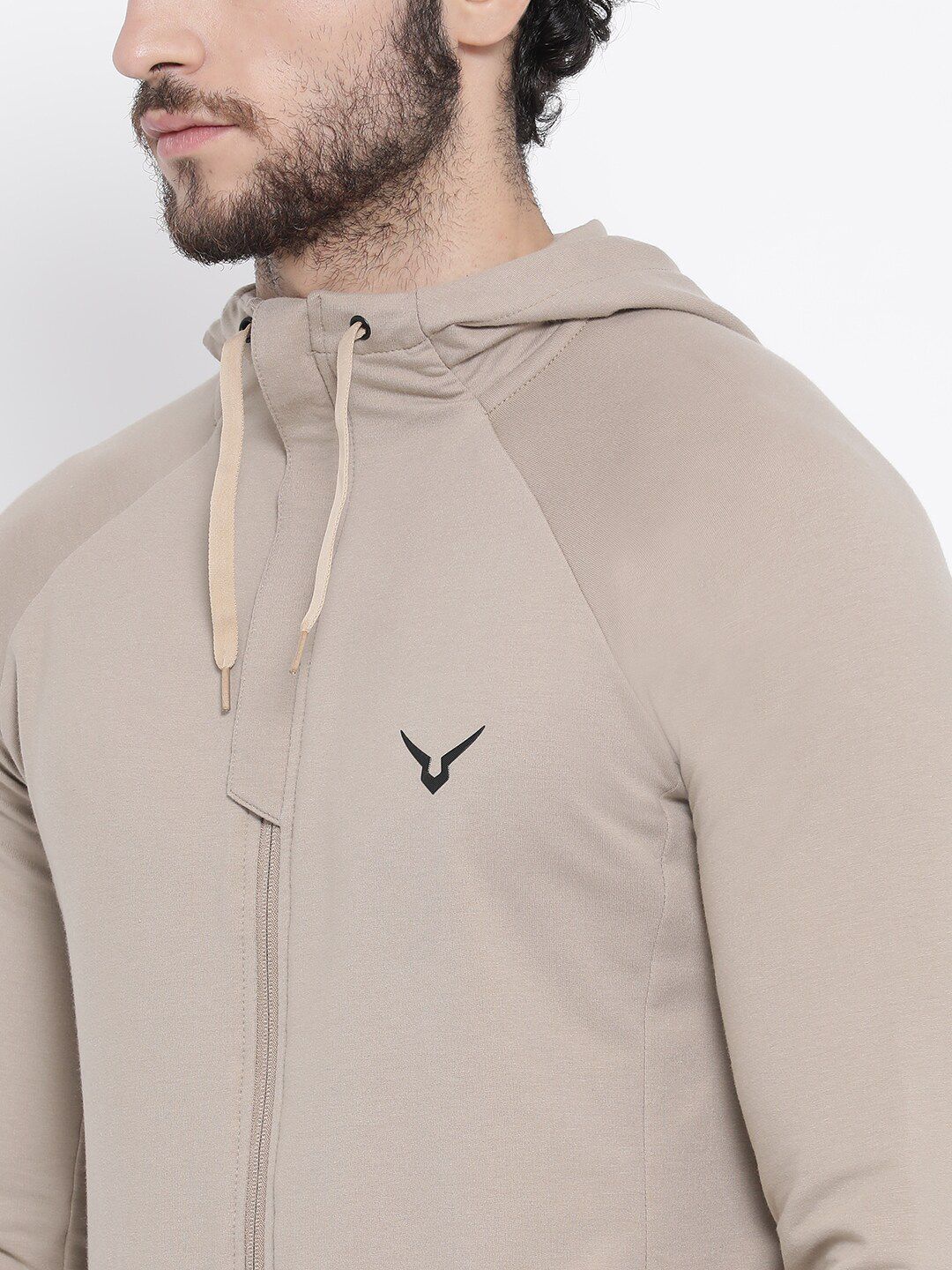  Invincible Men Beige Solid Slim-Fit Tracksuit
