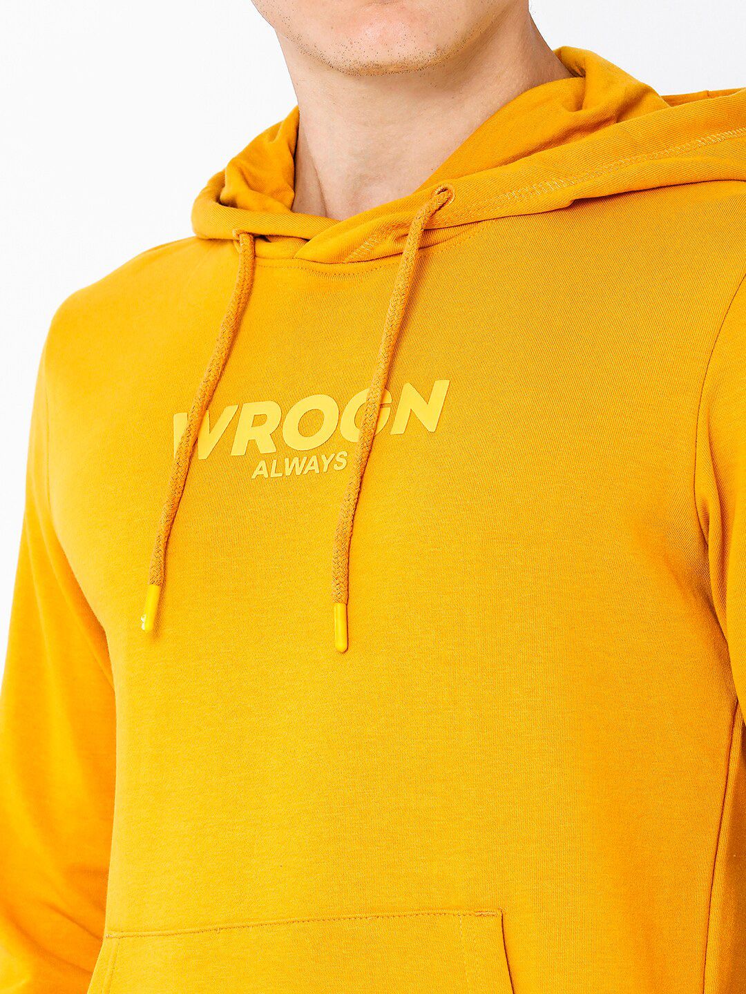 WROGN Men Alphanumeric Printed Hooded Pullover Pure Cotton Sweatshirt