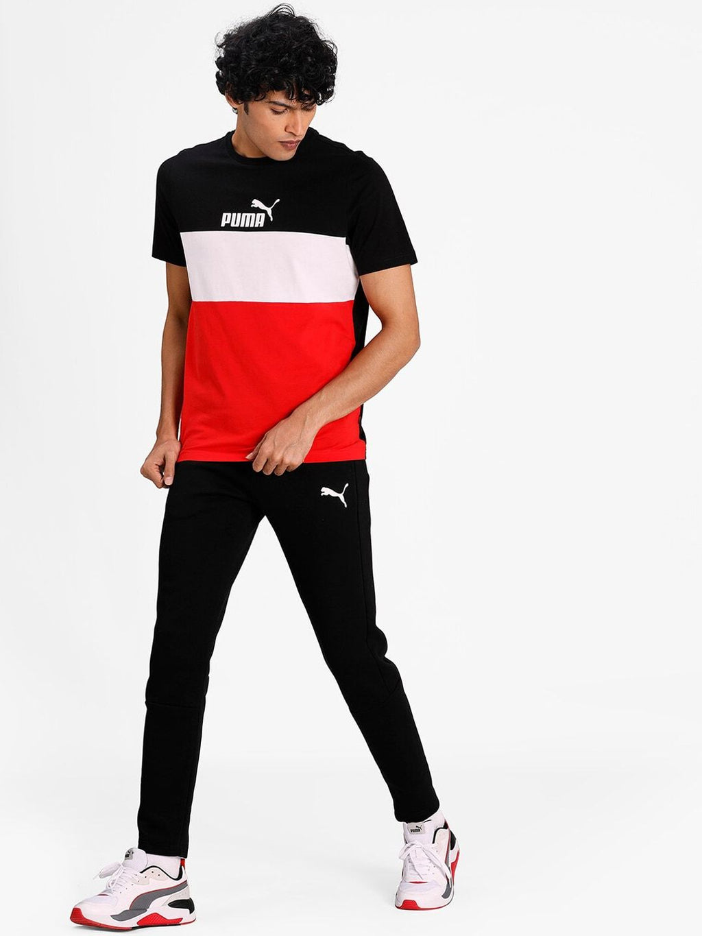  Puma Men Black EVOSTRIPE Core Solid Slim-Fit Sustainable Track Pants