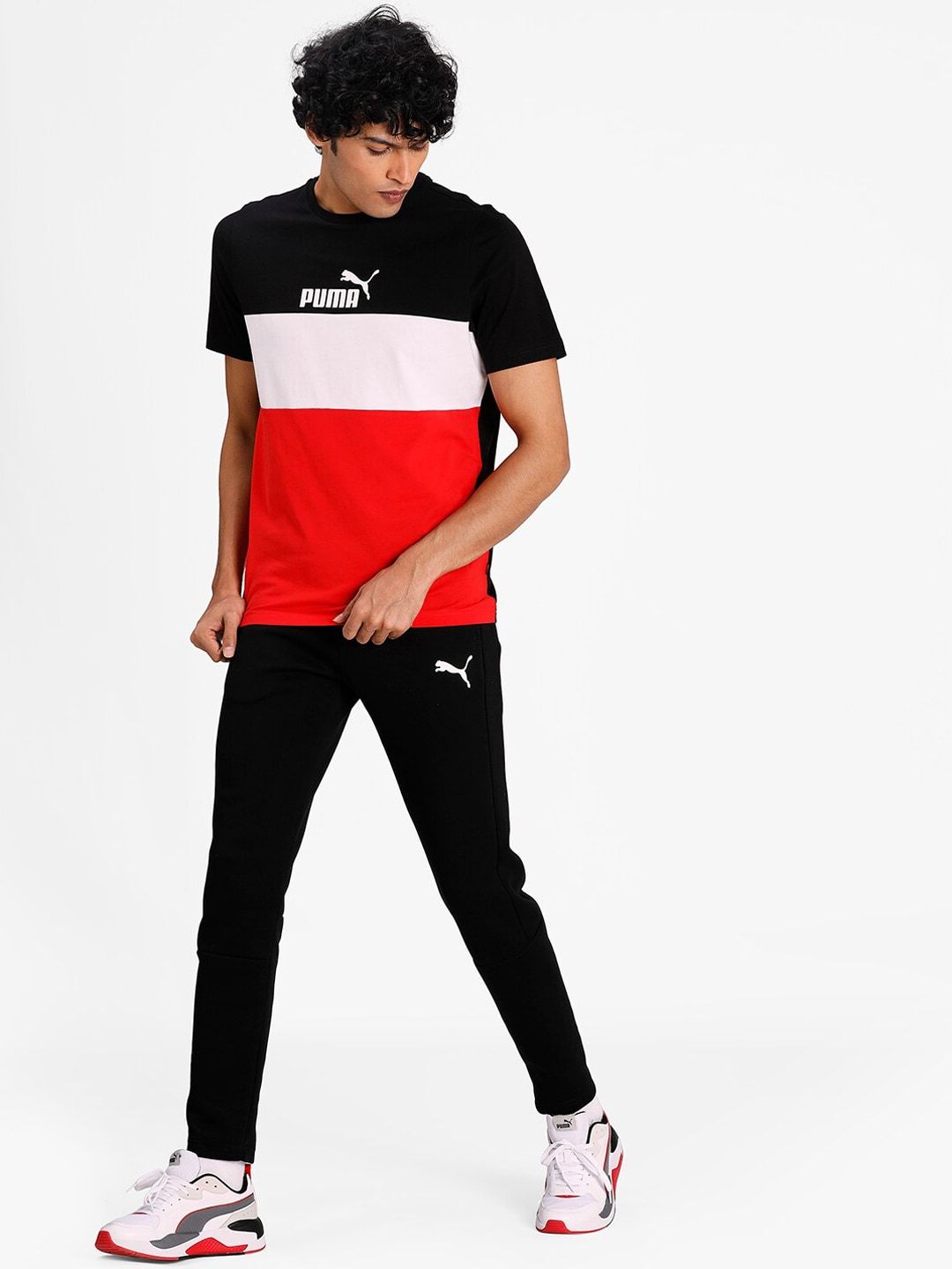  Puma Men Black EVOSTRIPE Core Solid Slim-Fit Sustainable Track Pants