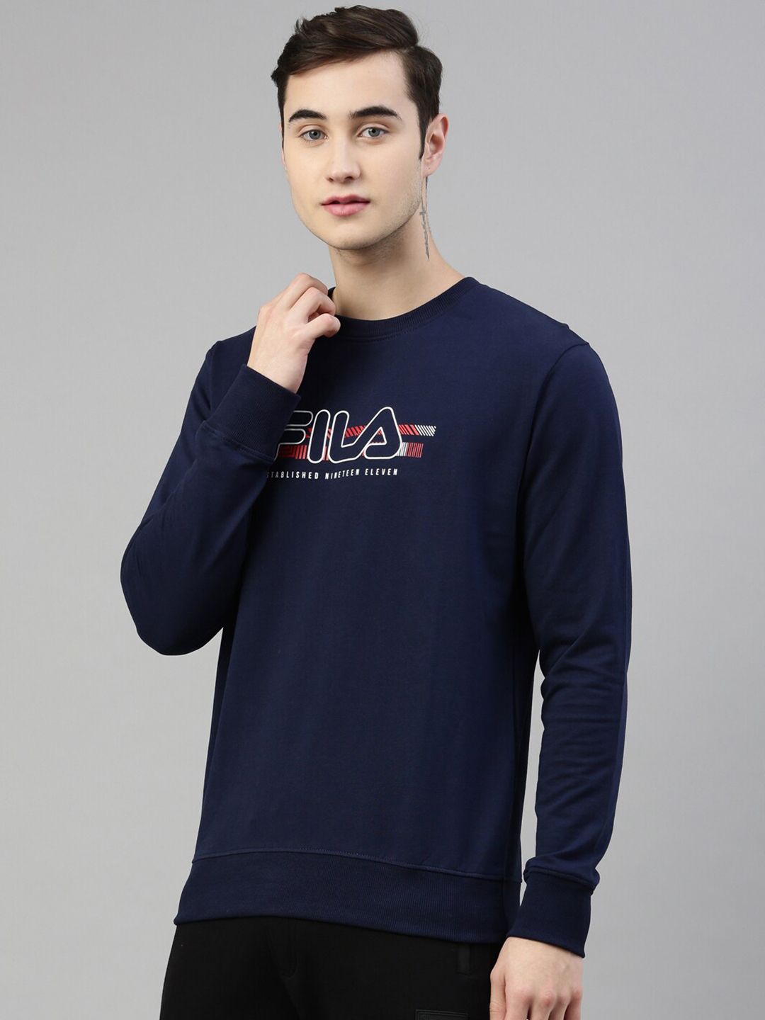  FILA Men Blue Printed Keith Sweatshirt