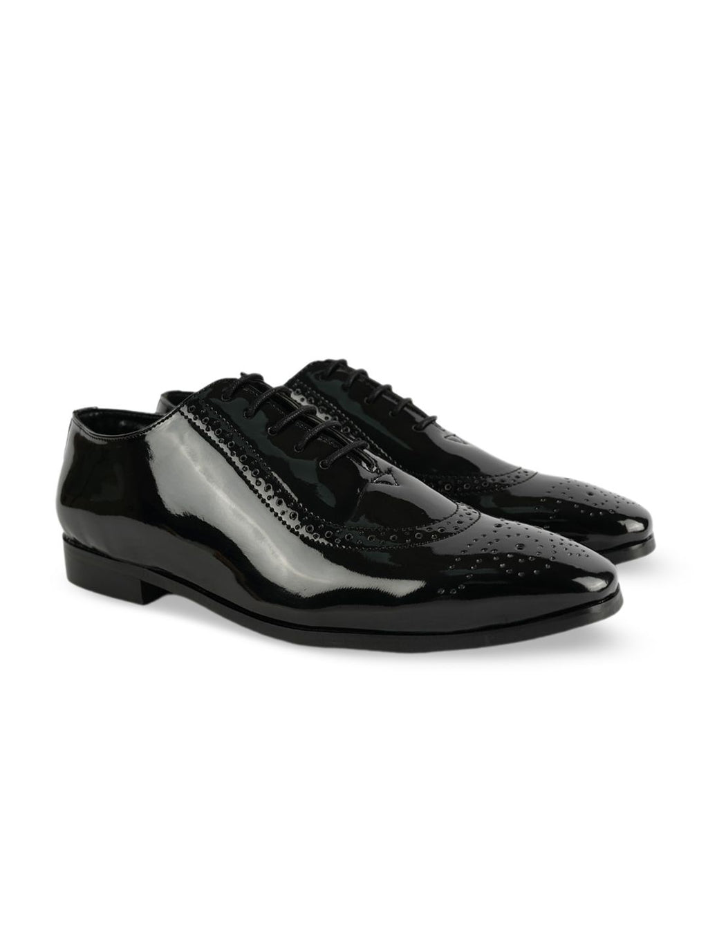  MONKSTORY Men Glossy Classic Textured Patent Leather Formal Oxfords