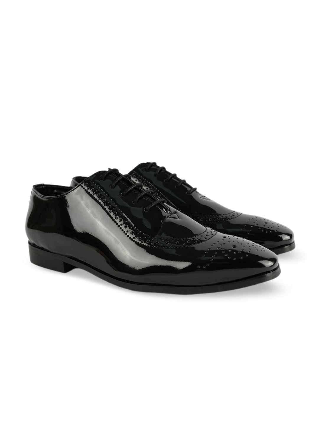  MONKSTORY Men Glossy Classic Textured Patent Leather Formal Oxfords