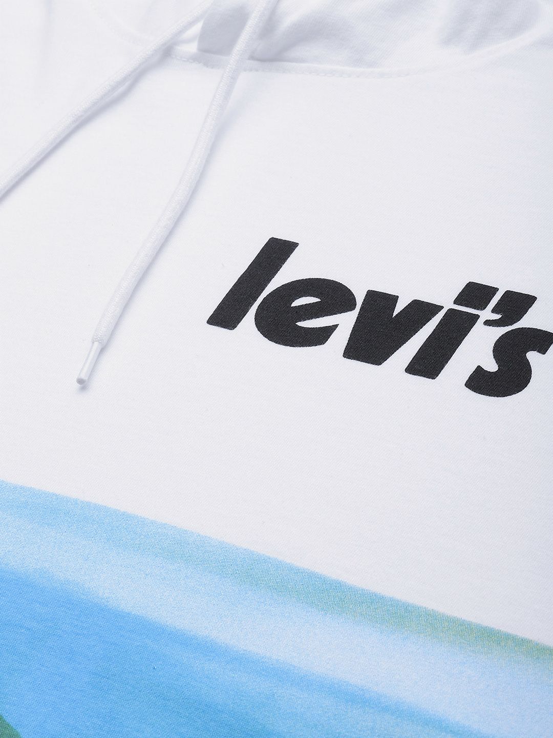  Levis Men White Printed Hooded Sweatshirt