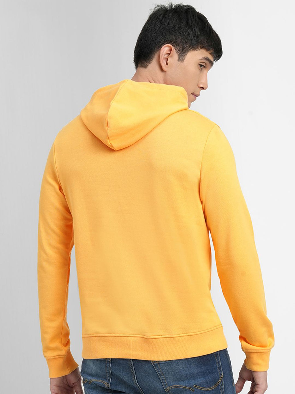  Jack & Jones Men Yellow Brand Logo Printed Hooded Sweatshirt
