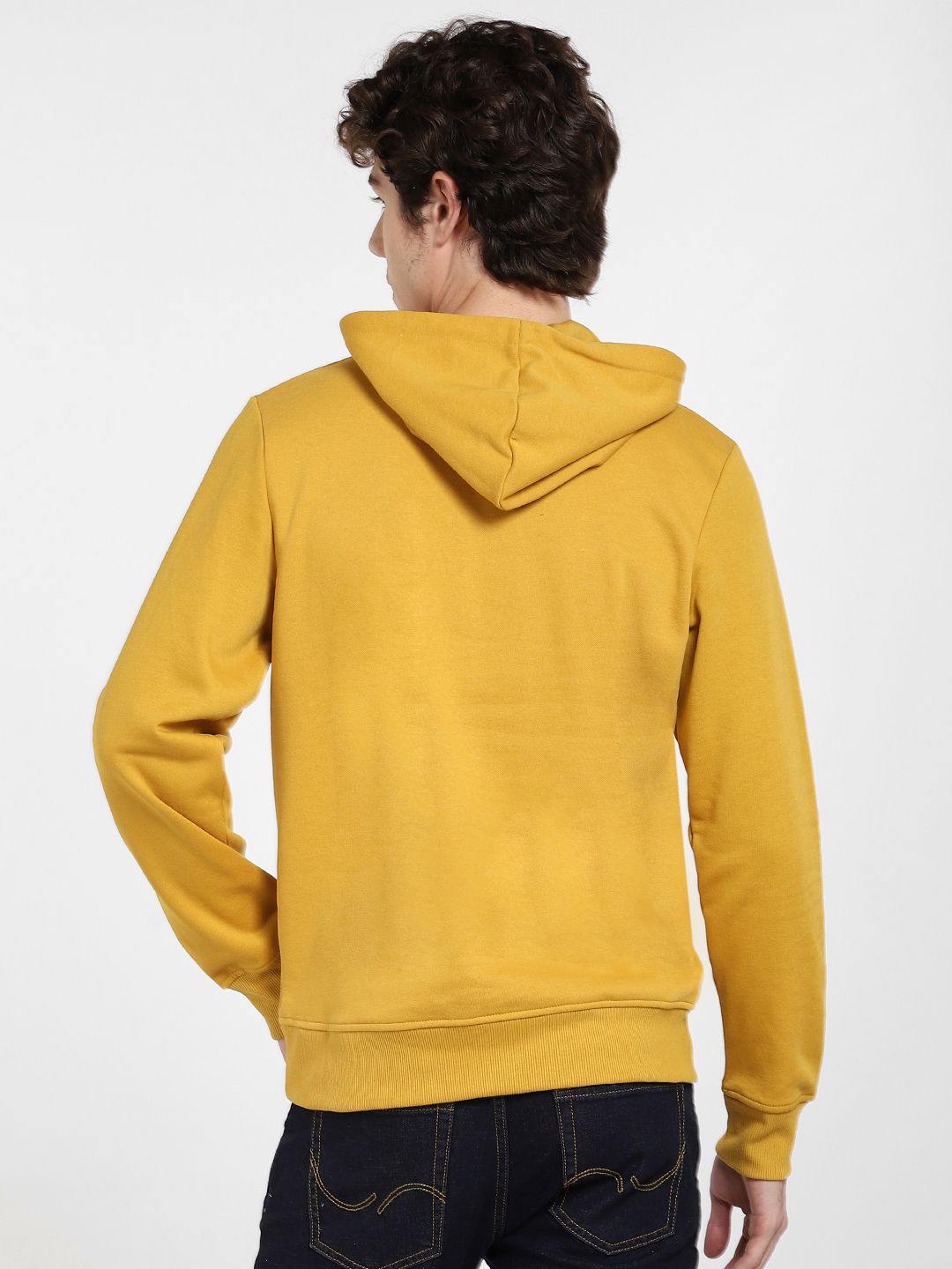  Jack & Jones Men Yellow Printed Hooded Sweatshirt