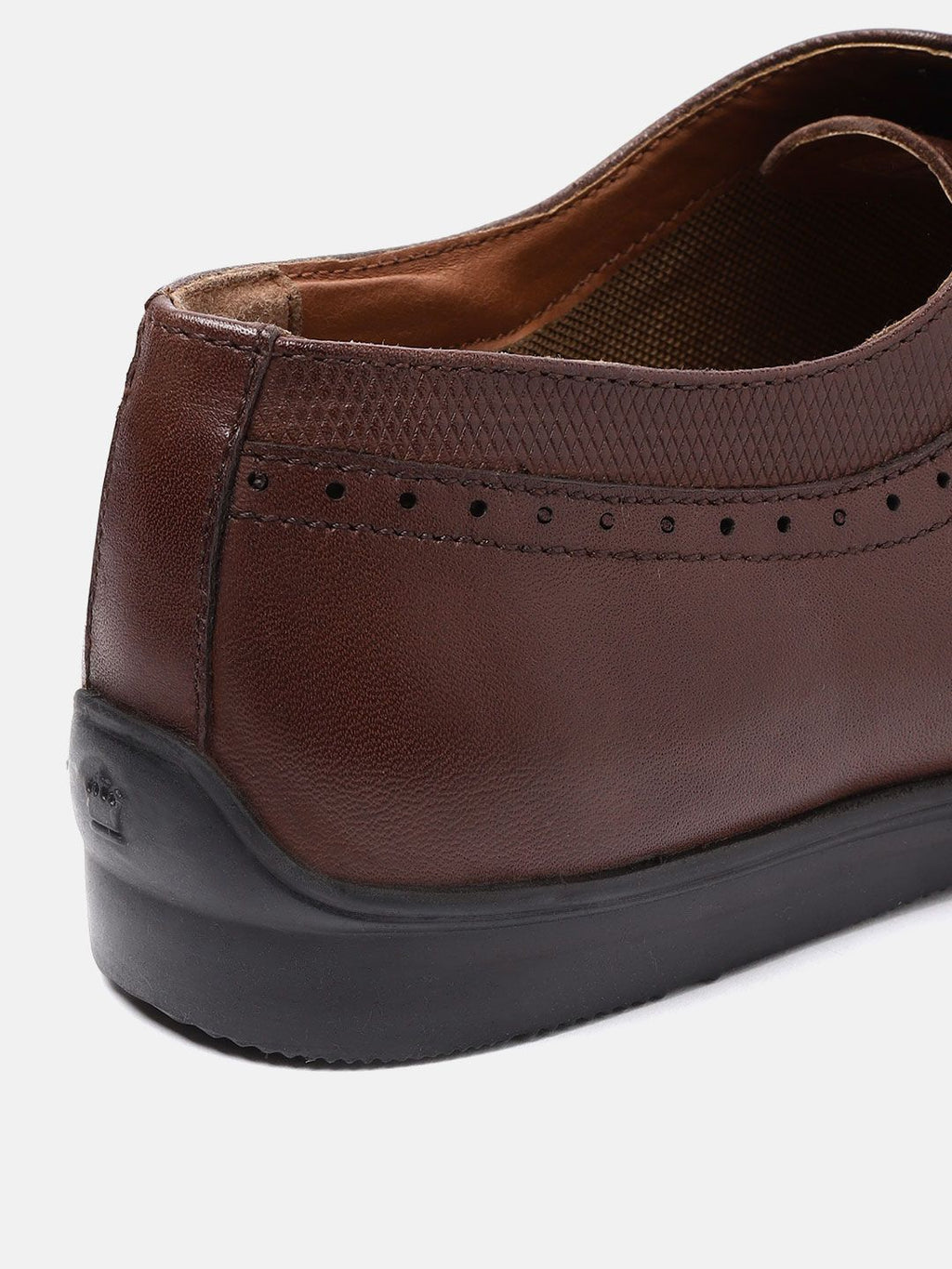  Louis Philippe Men Coffee Brown Leather Textured Formal Oxfords