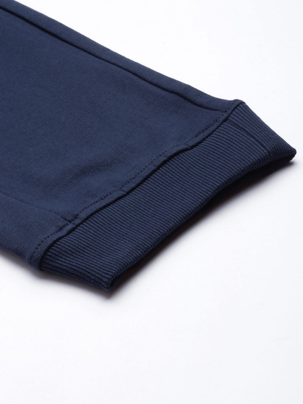  WROGN MEN NAVY BLUE PRINTED BRAND LOGO SLIM FIT PURE COTTON TRACK PANTS