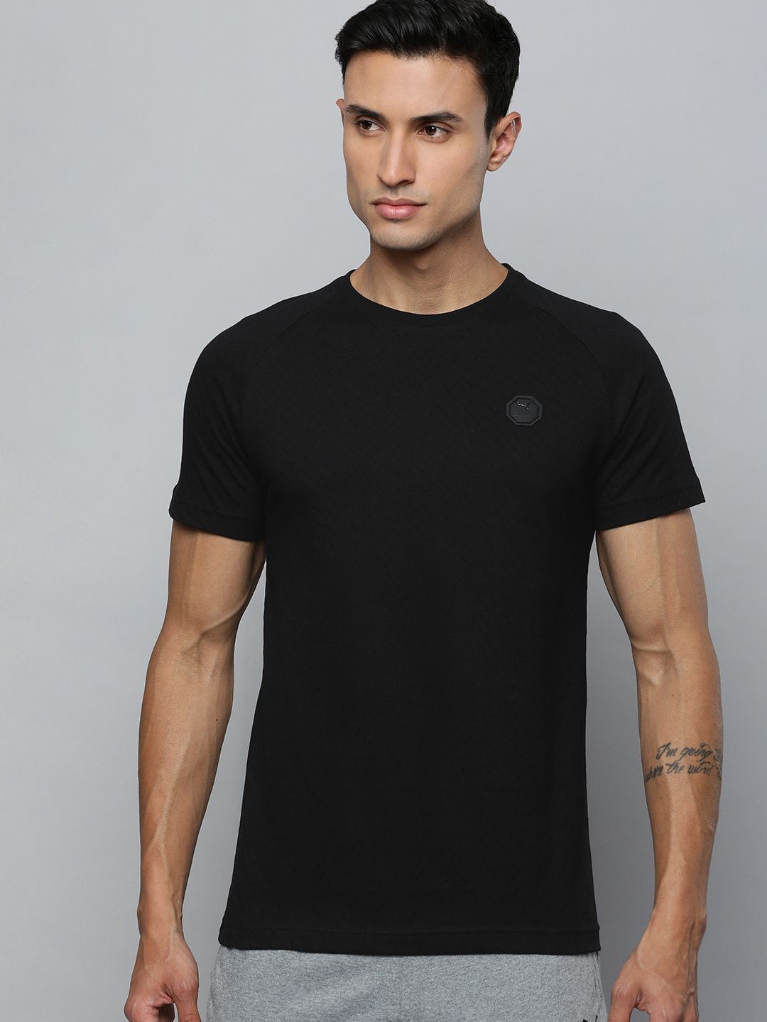  One8 X PUMA Men Pure Cotton Sports Slim Fit T-shirt With Applique Detail