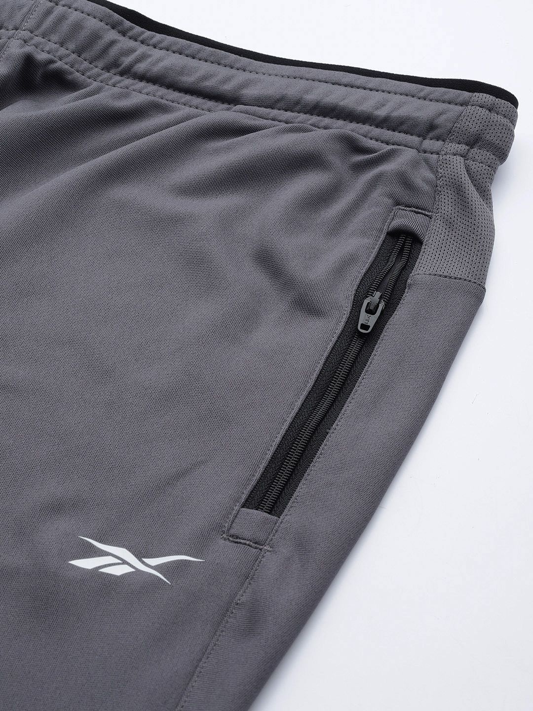  Reebok Men Charcoal Grey Solid Training Track Pants