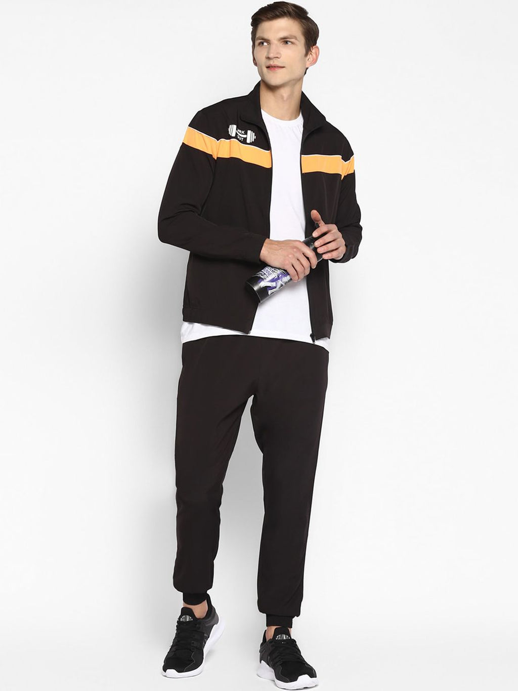  Yuuki Men Black & Orange Colourblocked Tracksuit