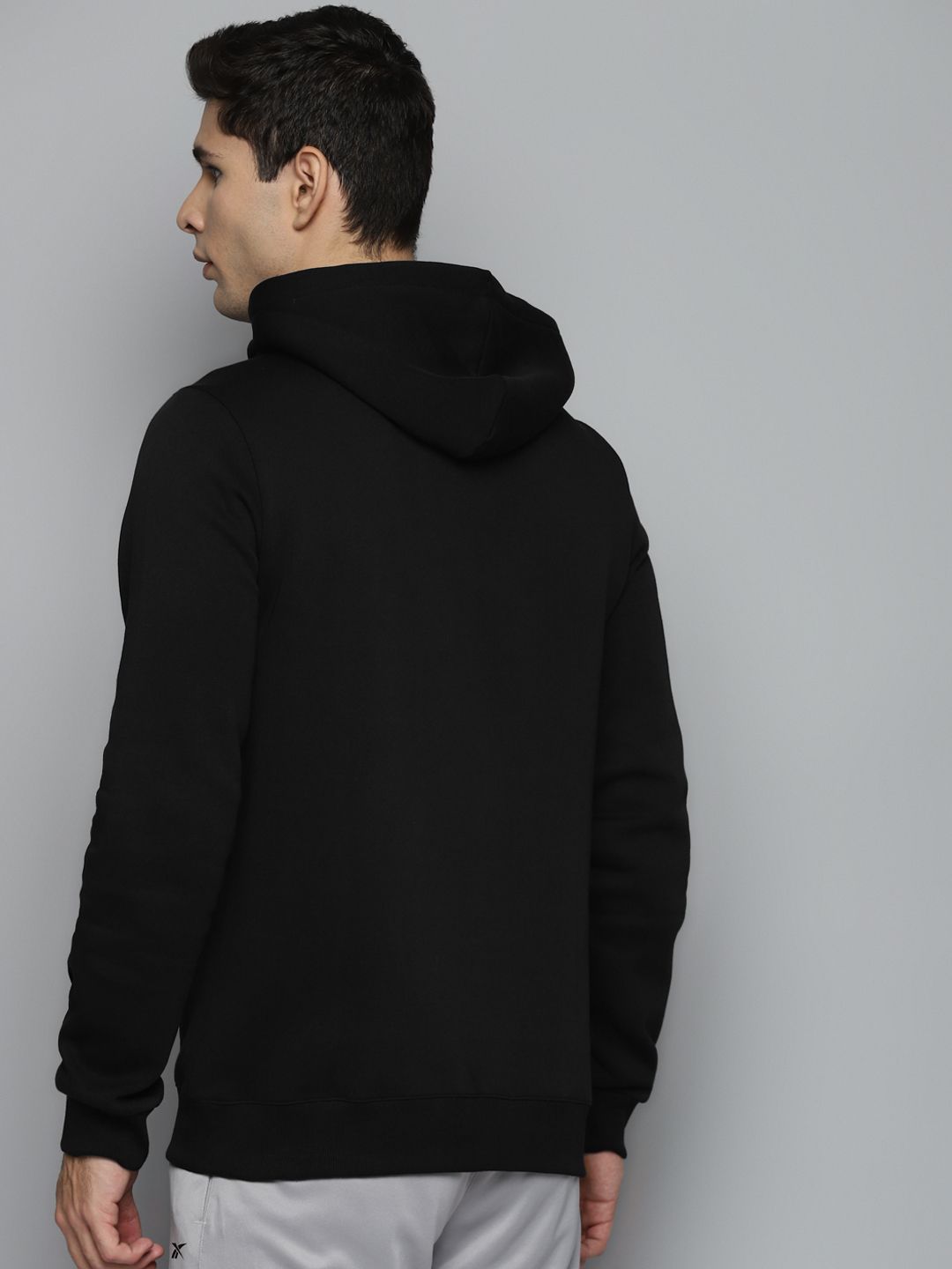  Reebok Men Black Printed Hooded Sweatshirt