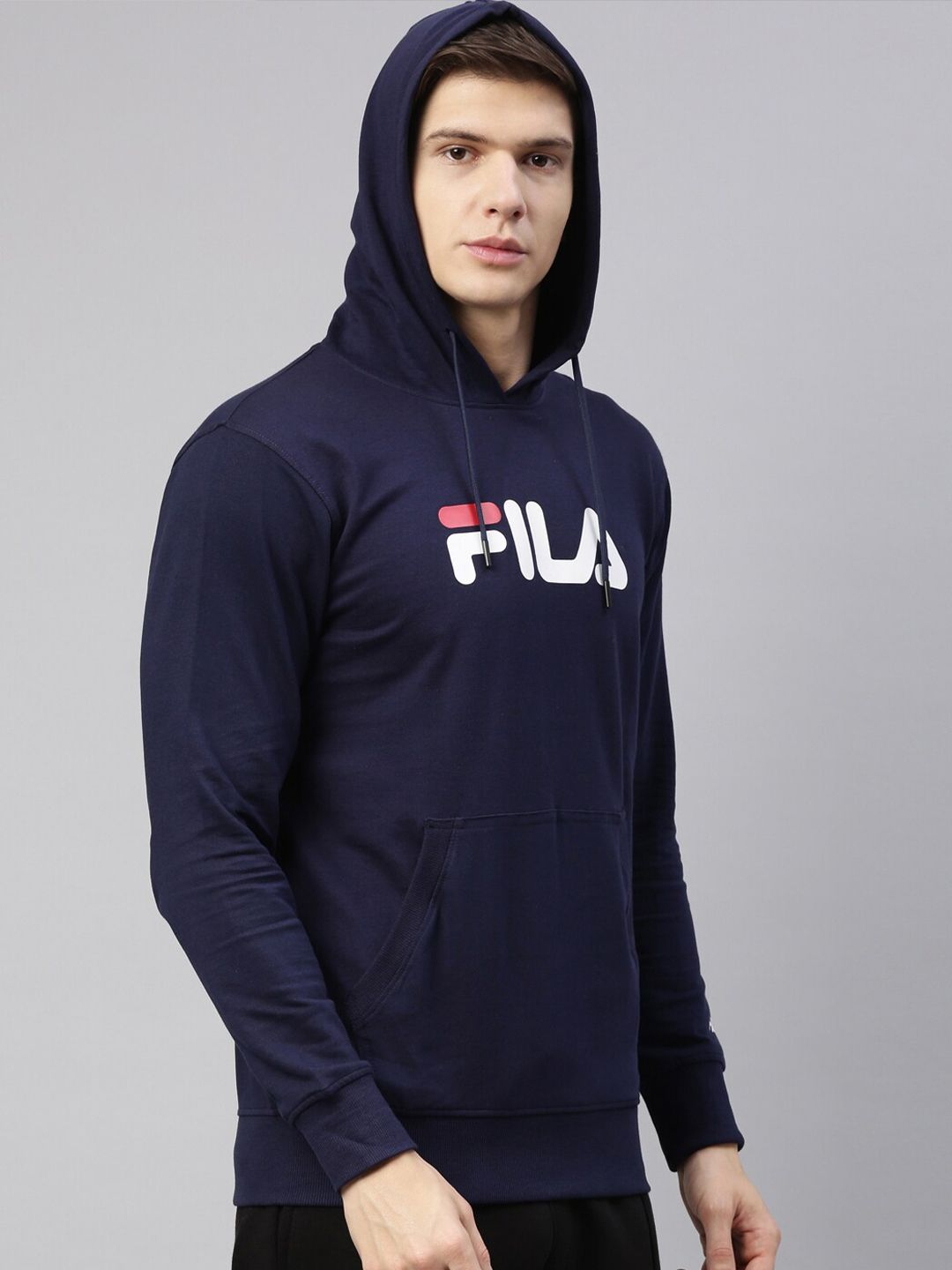 Fila Men Brand Logo Print Hooded Hornbill Sweatshirt
