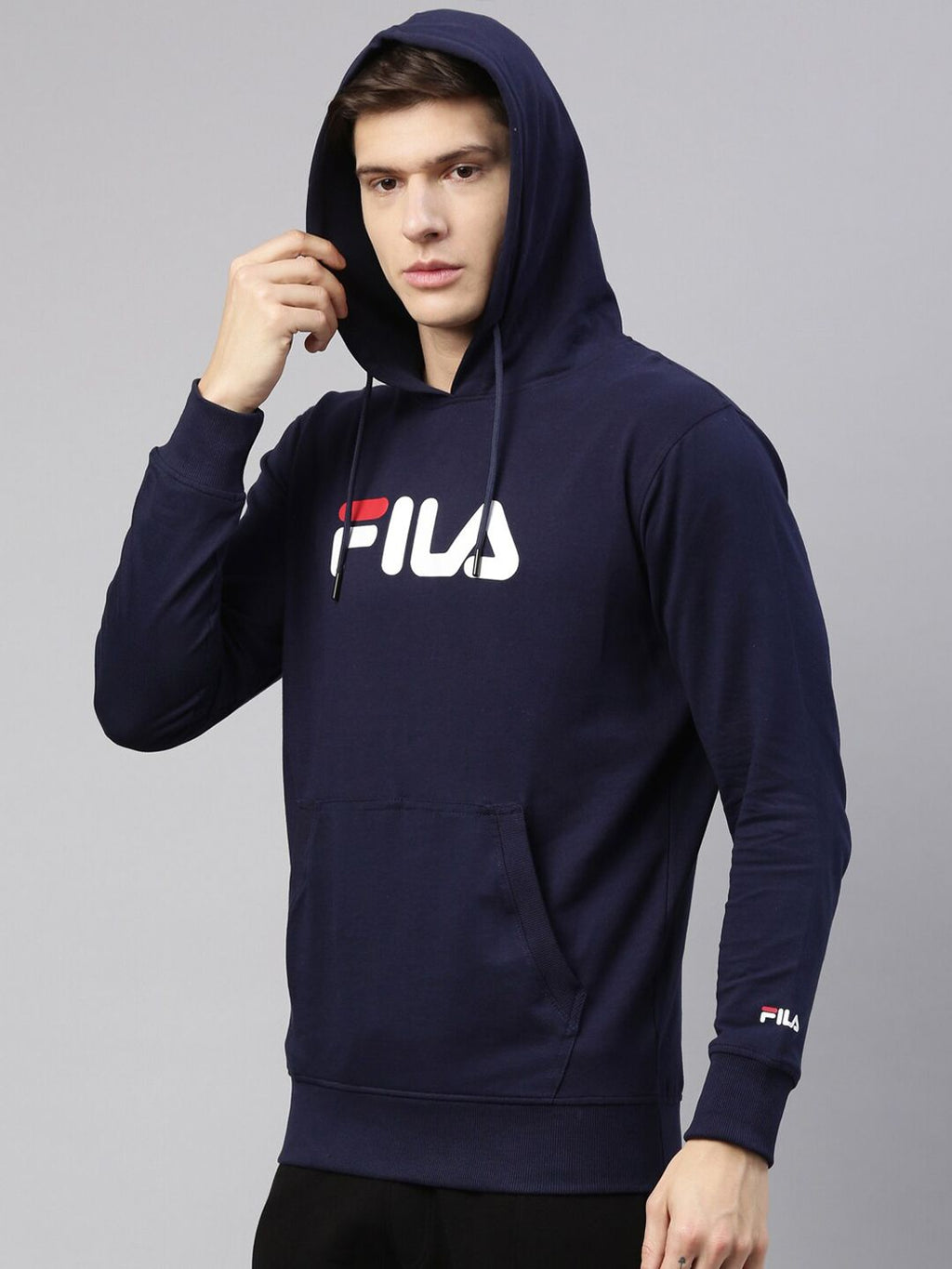  Fila Men Brand Logo Print Hooded Hornbill Sweatshirt