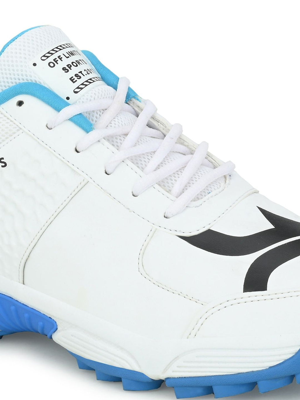  OFF LIMITS Men White & Blue Cricket Non-Marking Shoes