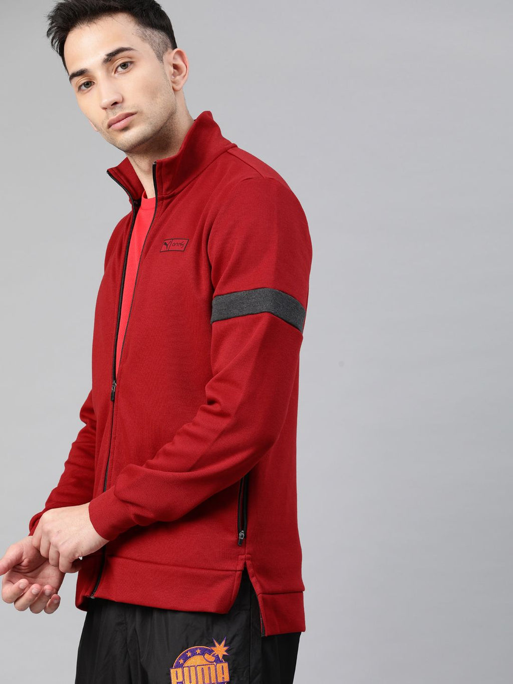  Puma Men Maroon Printed VK Ms Front-Open Track Sweatshirt