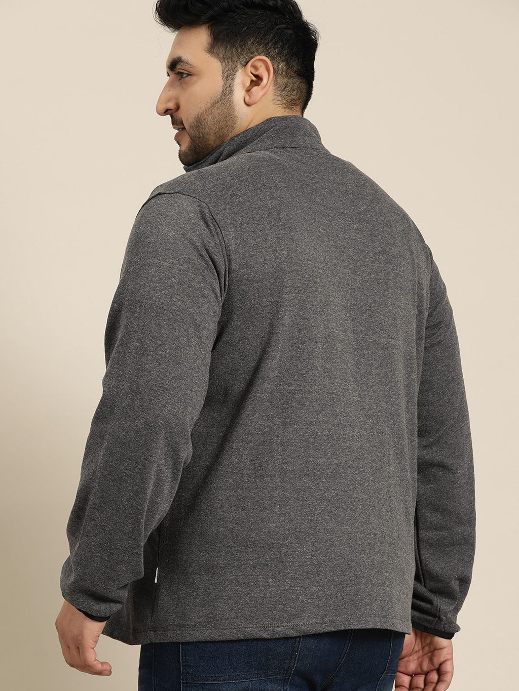  Sztori Men Plus Size Charcoal Grey Solid Sweatshirt