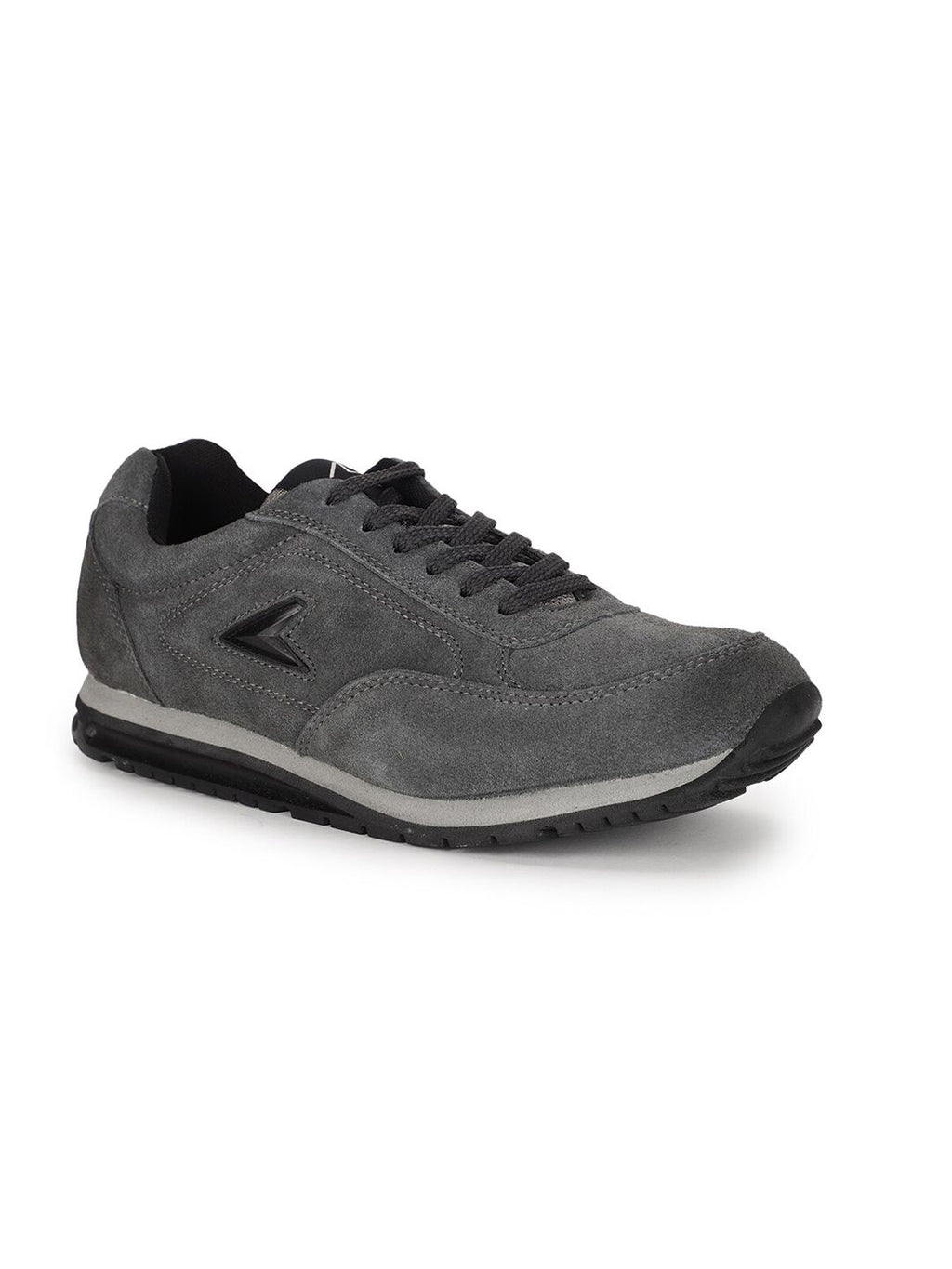  Power Men Grey Leather Road Running Non-Marking Shoes