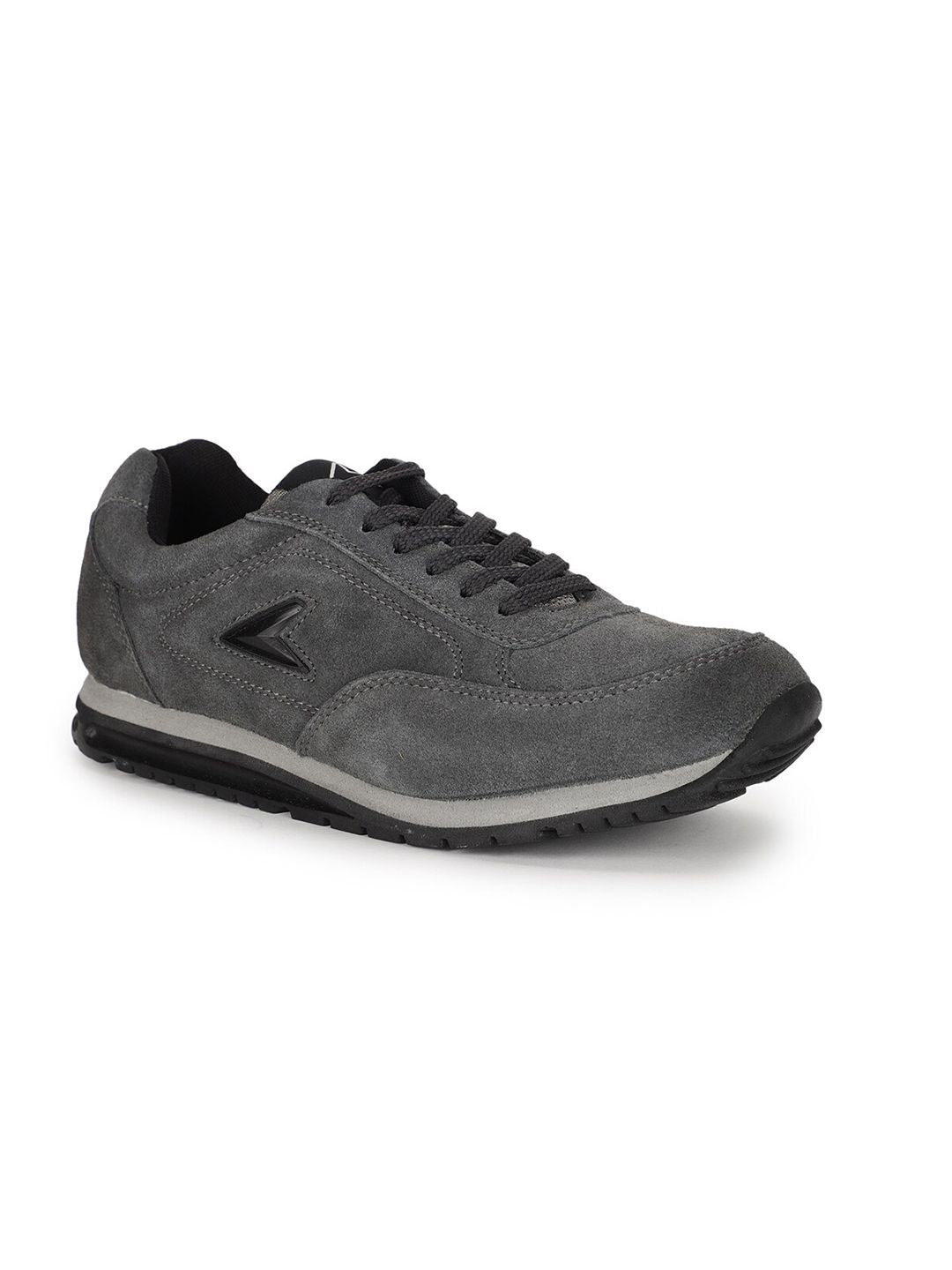  Power Men Grey Leather Road Running Non-Marking Shoes