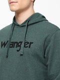  Wrangler Men Green Printed Hooded Sweatshirt