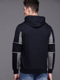  Ducati Men Navy Blue Striped Hooded Sweatshirt