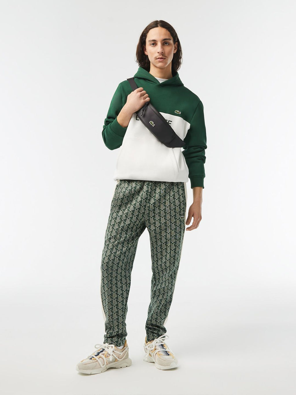  Lacoste Colourblocked Knitted Hooded Pullover Sweatshirt