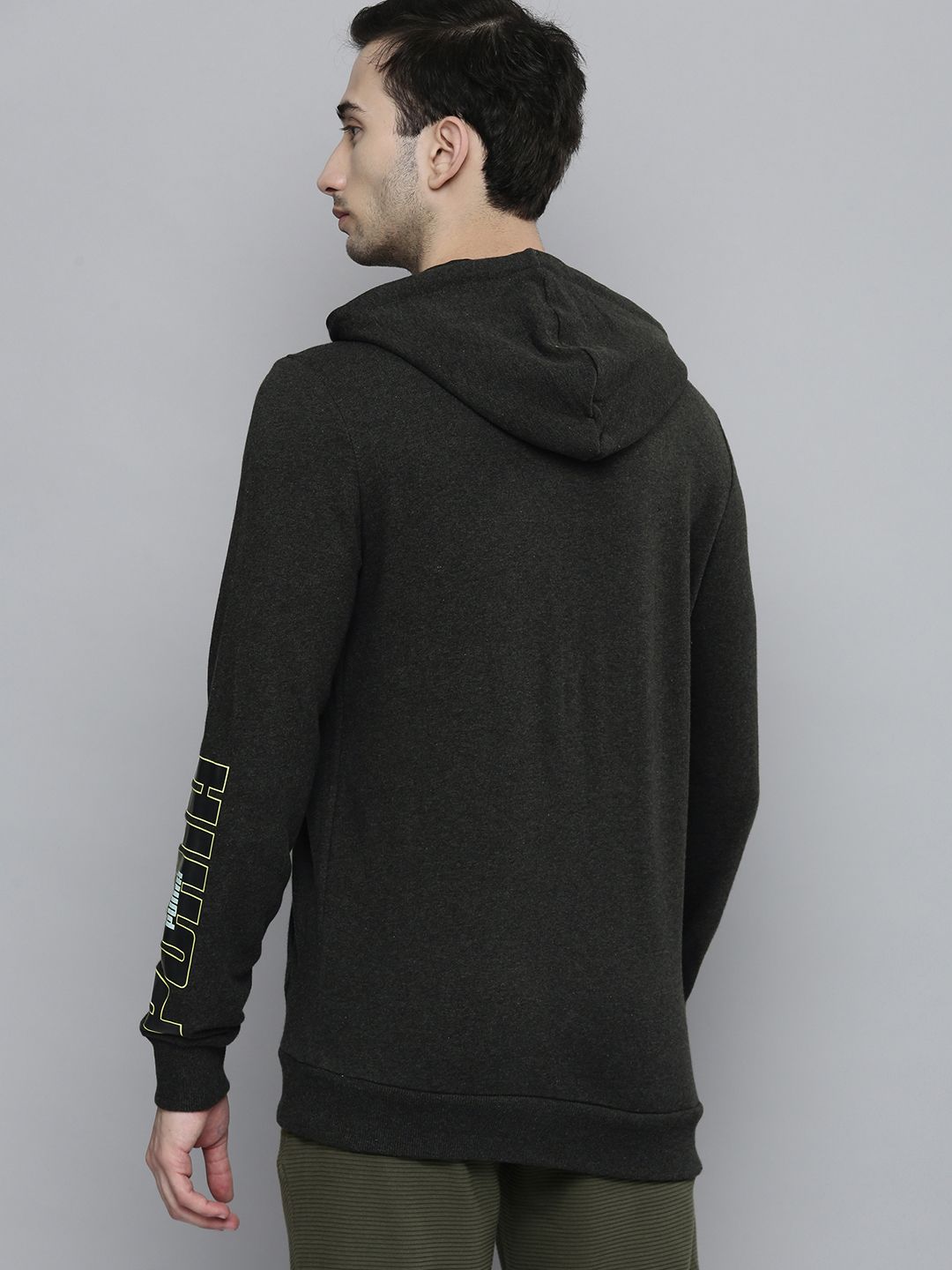  Puma Men Solid Slim Fit Hooded Front-Open Sweatshirt