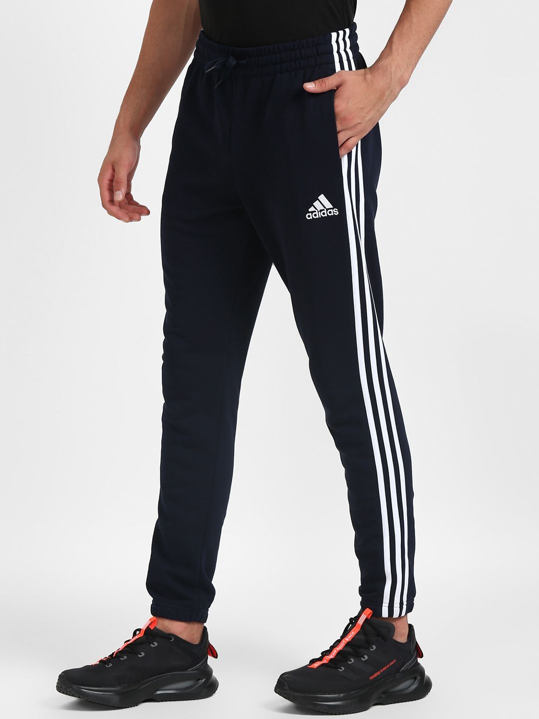  ADIDAS Men Blue Solid Cotton Track Pants