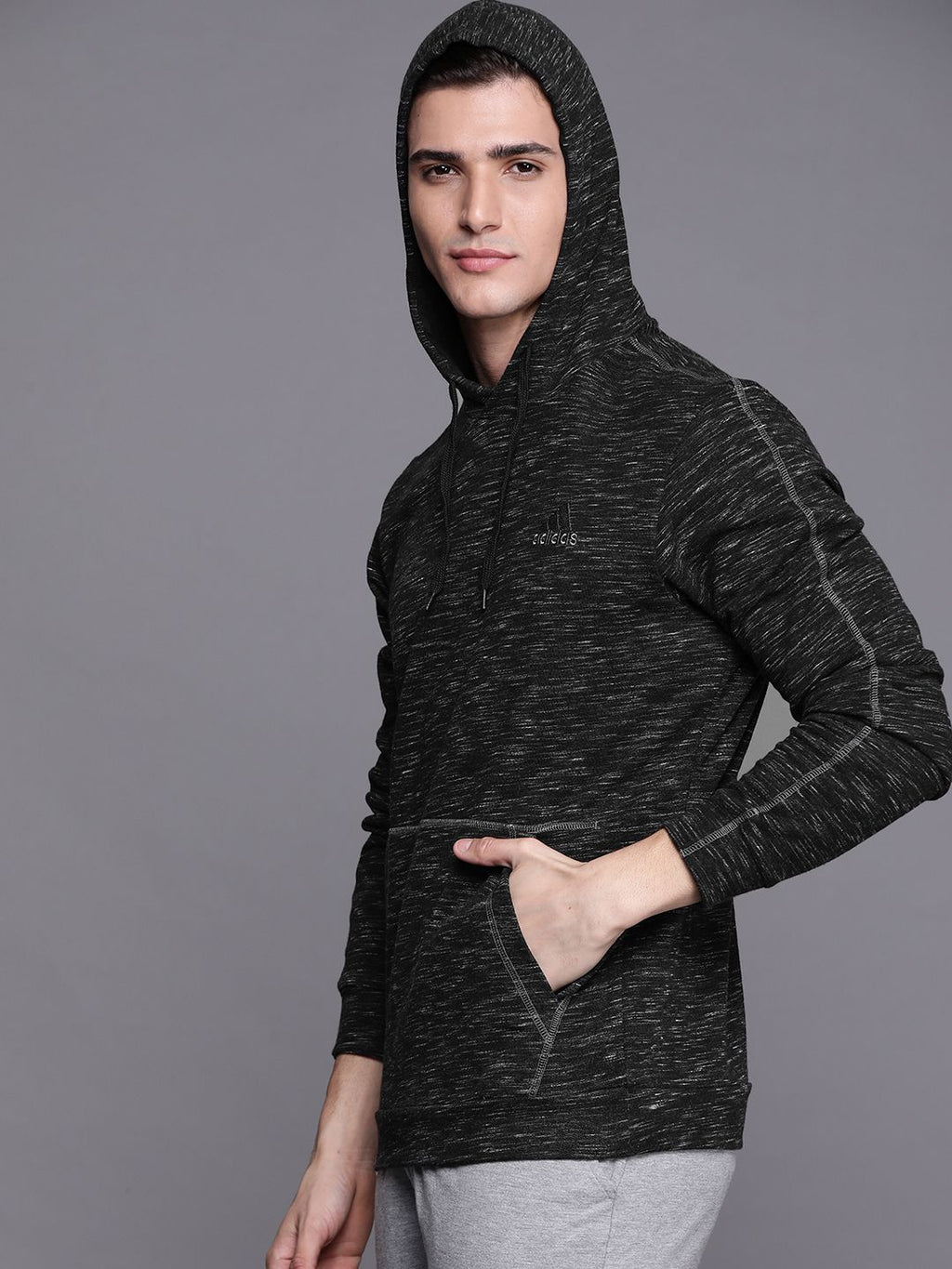  ADIDAS Men Black MEL Hooded Sweatshirt