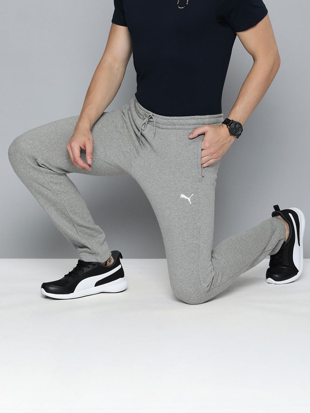  Puma Men Zippered Slim Fit Knitted Track Pants