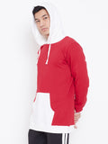  Aesthetic Bodies Men Red & White Colourblocked Hooded Sweatshirt