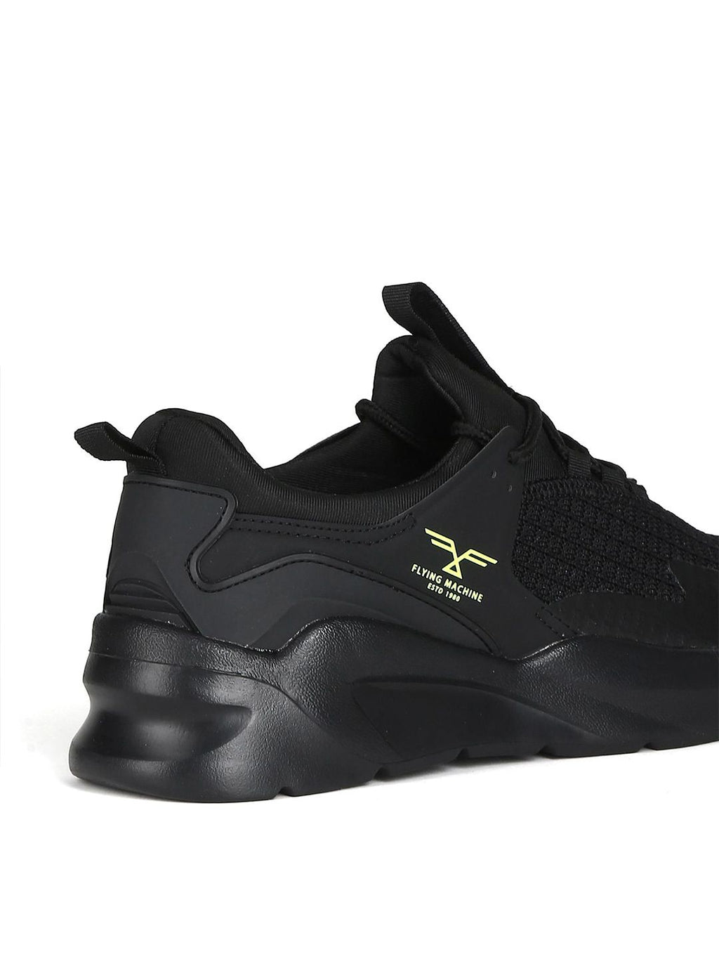  Flying Machine Men Black Mesh Walking Shoes