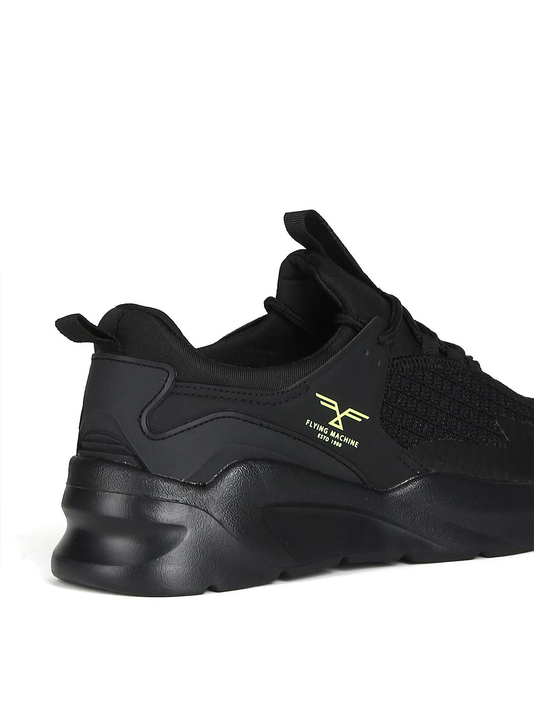  Flying Machine Men Black Mesh Walking Shoes