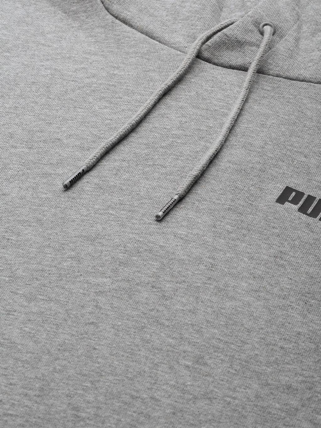  Puma Men Grey Melange Solid Essential Small Logo Hooded Sweatshirt
