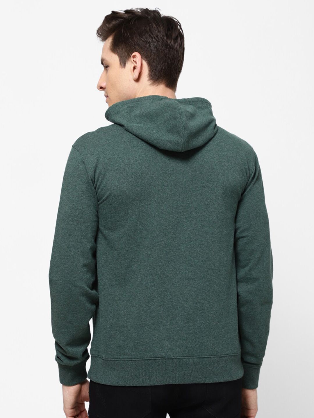  Wrangler Men Green Printed Hooded Sweatshirt