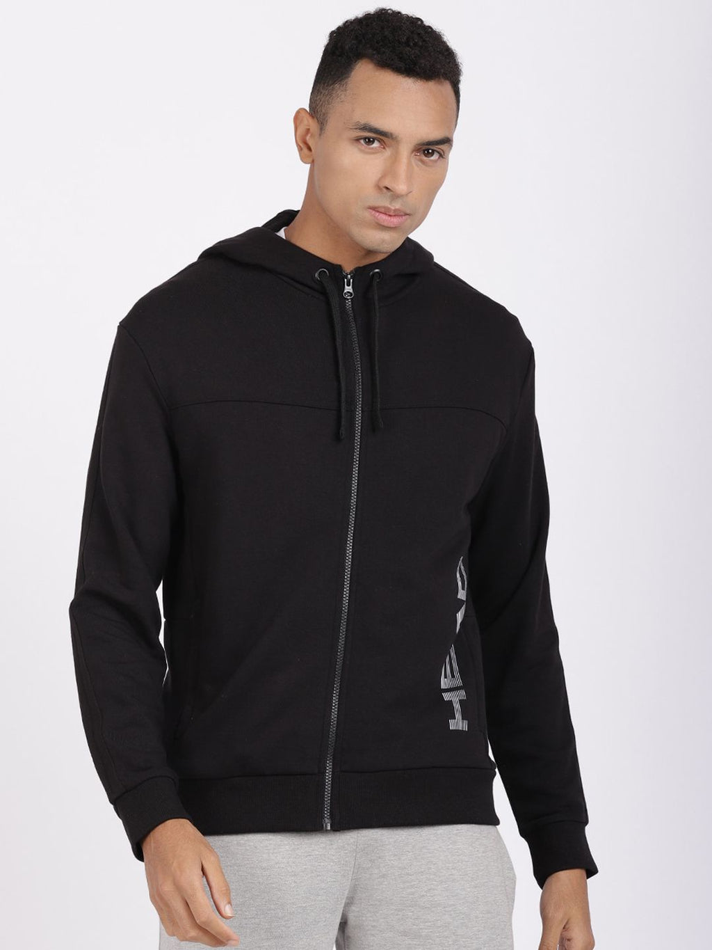  Head Mens Black Solid Hooded Sweatshirt