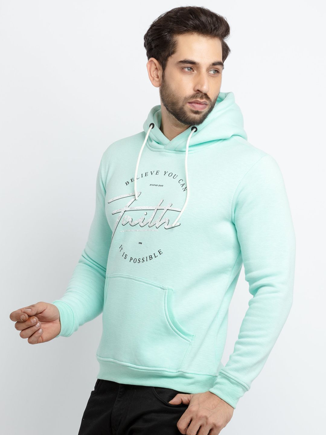  Status Quo Men Green Printed Cotton Sweatshirt