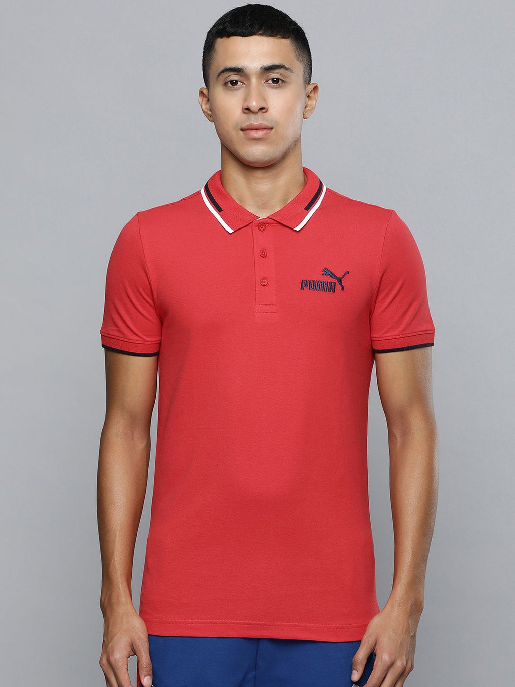  Puma Brand Logo Printed Tipping Slim Fit Polo T-Shirt