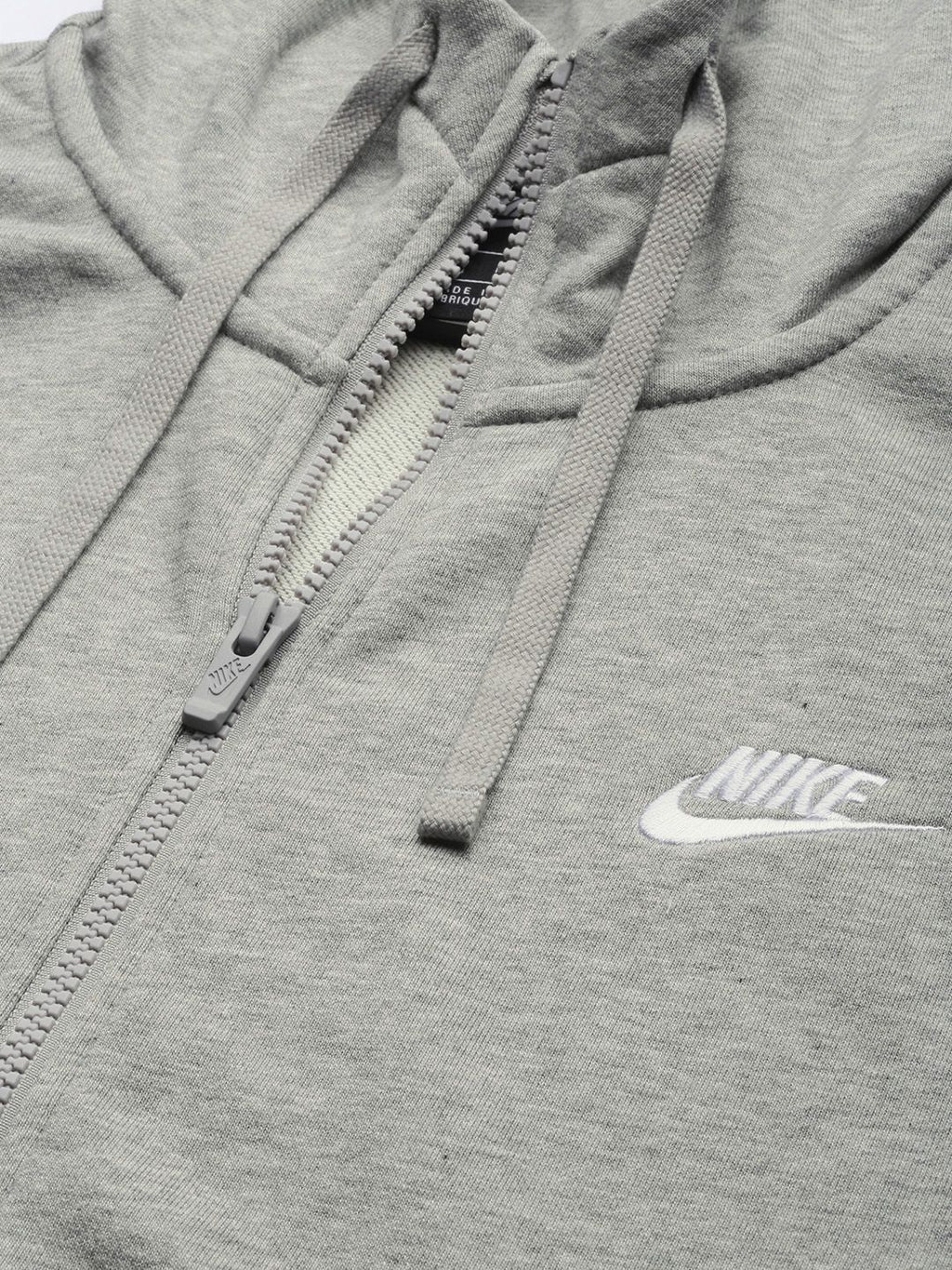  Nike Men Grey Melange Solid CLUB Hooded Sweatshirt