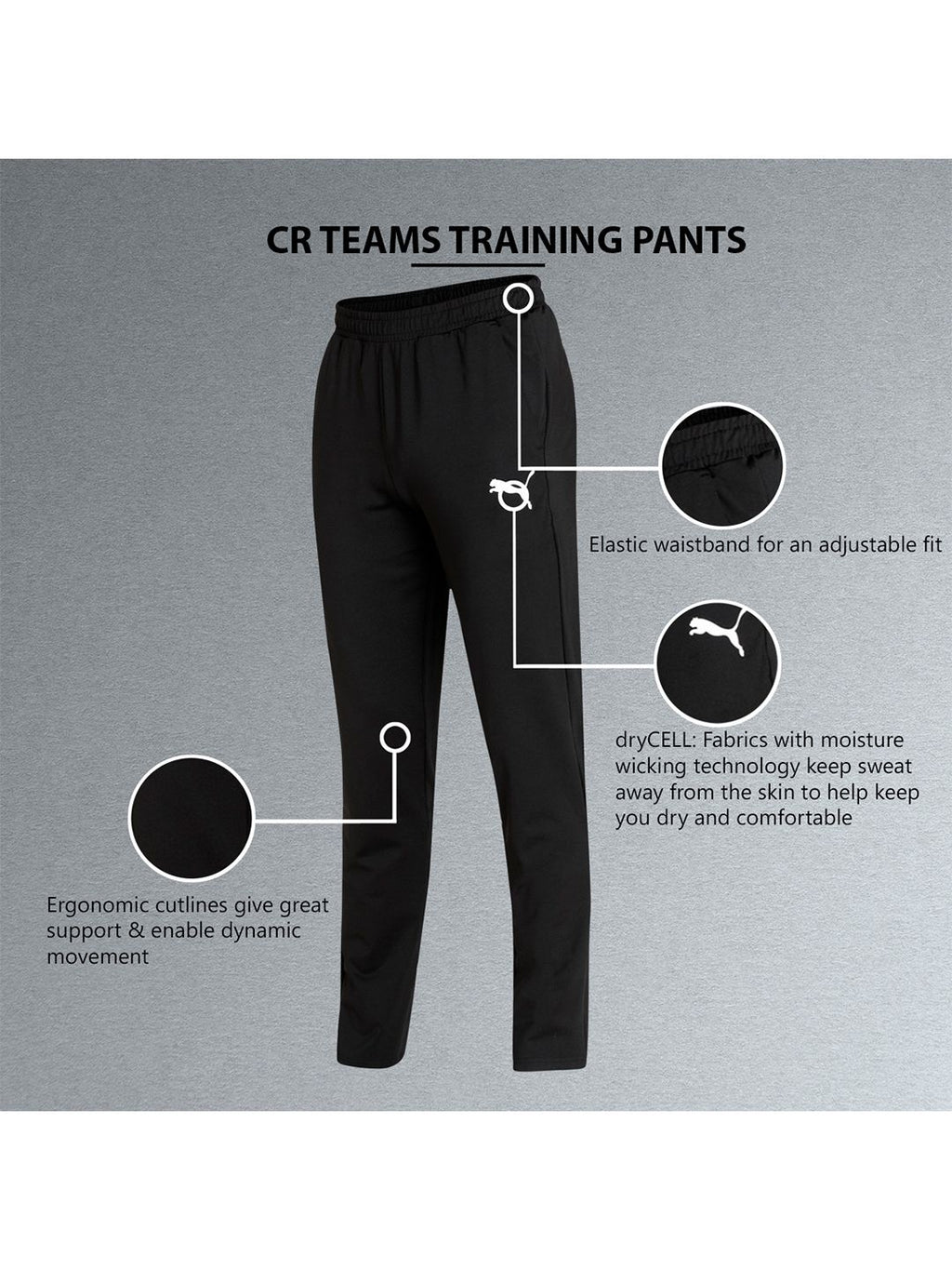 Puma Men Black Solid Teams CR Training Pants