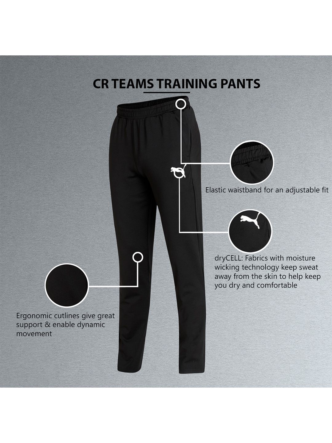  Puma Men Black Solid Teams CR Training Pants