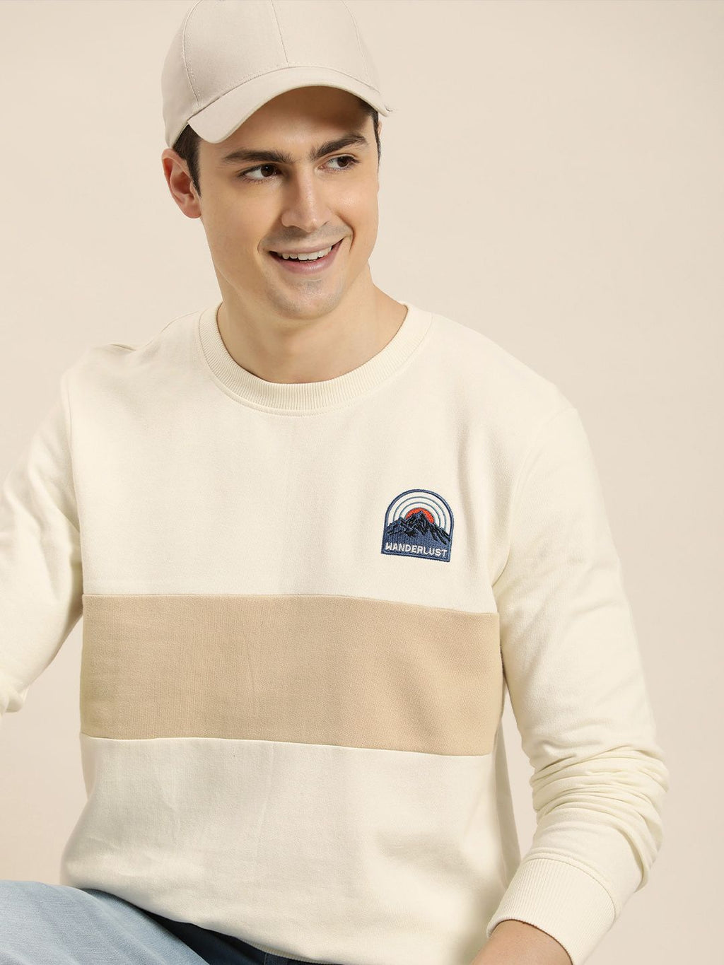  HERE&NOW Men Pure Cotton Colourblocked Sweatshirt