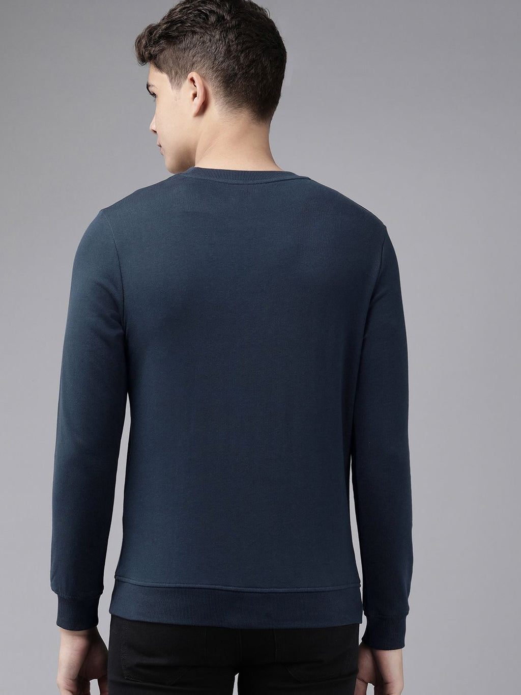  Jack & Jones Men Navy Blue Brand Logo Printed Sweatshirt