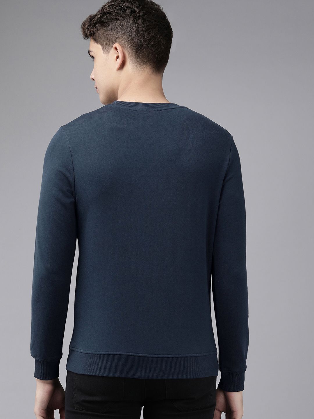  Jack & Jones Men Navy Blue Brand Logo Printed Sweatshirt