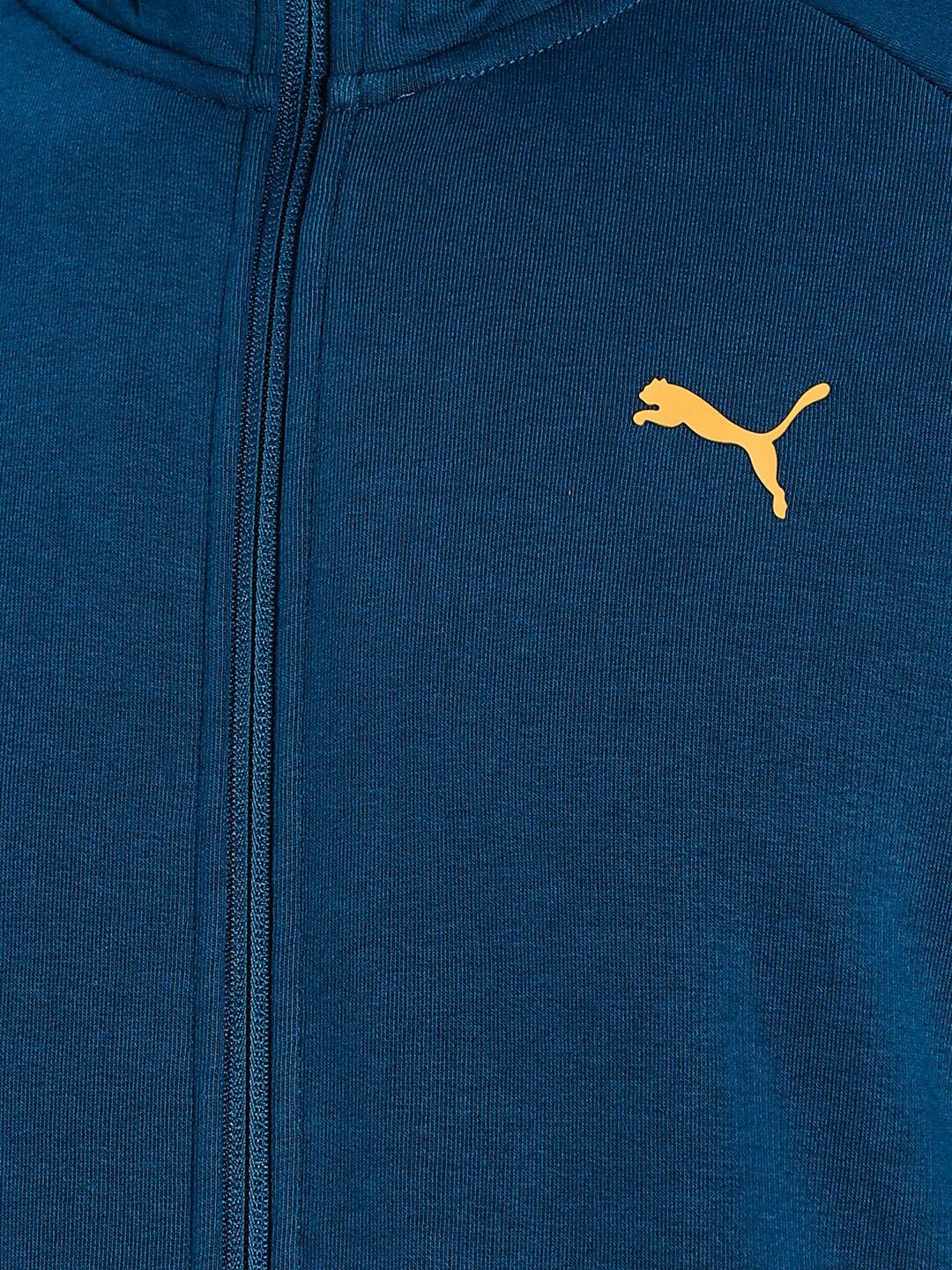  Puma Men Teal Blue Solid Cotton Slim Fit Track Sweatshirt