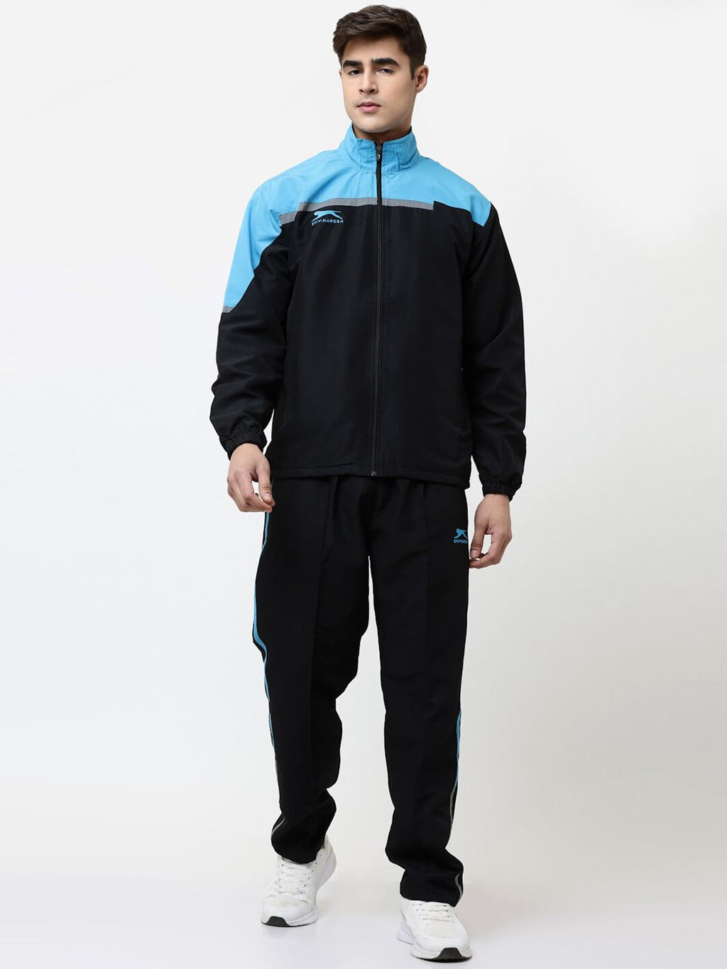  Shiv Naresh Colourblocked Mock Collar Sports Tracksuit